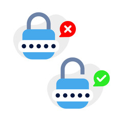 Poster - wrong and correct password concept illustration flat design vector eps10. modern graphic element for landing page, empty state ui, infographic, icon