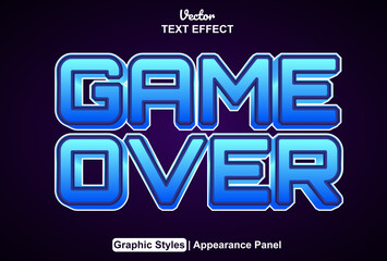 Poster - Game over text effect with graphic style and editable.