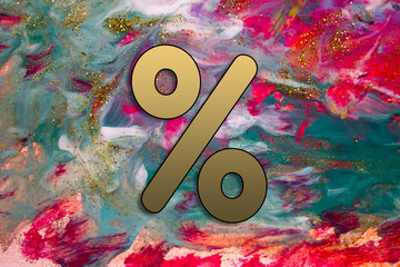 Poster - Abstract Natural Luxury art, fluid painting with Percentage Sign, alcohol ink technique. Image incorporates the swirls of marble granite.