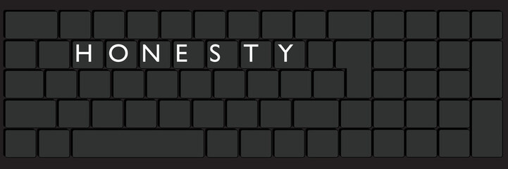 Poster - Computer Keyboard with Honesty text. Close-up of an electronic Computer Device part, keypad.