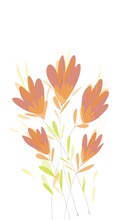Autumn Leaves Illustration Beautiful Water Lily Flowers On White Background