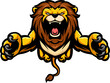 Angry leaping lion mascot character