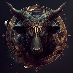 Wall Mural - taurus sign, sign, taurus, bull, cosmos, 3d, generated by ai