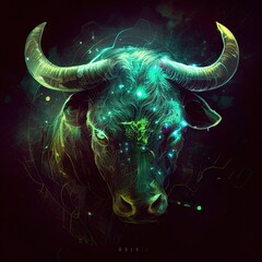 Wall Mural - taurus sign, sign, taurus, bull, cosmos, 3d, generated by ai