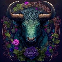 Wall Mural - taurus sign, sign, taurus, bull, cosmos, 3d, generated by ai