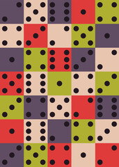 Wall Mural - poster with colorful dominoes. placard design in flat style.
