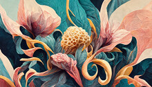 An Ultra Hd Detailed Painting Of Many Different Types Of Flowers