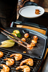 Poster - grilled shrimps and scallops, top view