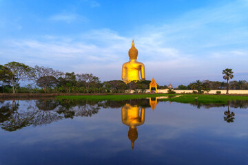 Wall Mural - Big golden Buddha statue, Wat Muang, Ang Thong, Thailand