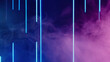 Color steam. Defocused neon light. Cyberpunk vapor. Blur UV pink blue purple glowing fog flow on dark abstract free space background.