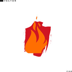 Poster - Red fire sign. Grunge style