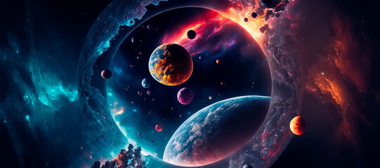 planets, stars and galaxies in outer space generative ai