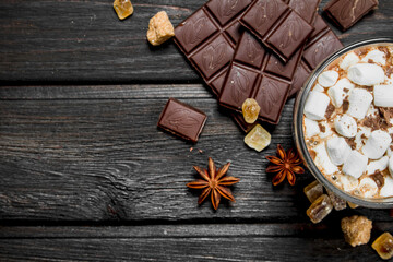 Poster - Hot chocolate with cinnamon and marshmallows.