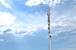 5g station antenna in the city against the sky, network receiver