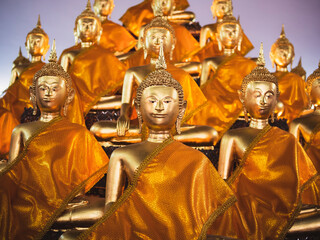 Golden Buddha Statue in temple Religion Asia culture Travel