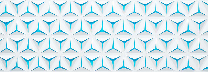 Wall Mural - Abstract geometric background with copyspace. Triangles cut out in paper. White and blue color.