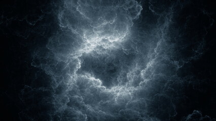 Poster - Luminous modern abstract background, fractal world. Digital space for use in design. Round shapes and lines. 3d render