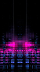 Poster - Luminous modern abstract background, fractal world. Digital space for use in design. Round shapes and lines. 3d render