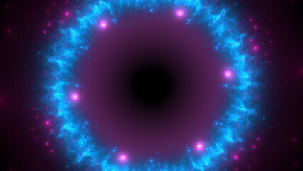 Poster - Luminous modern abstract background, fractal world. Digital space for use in design. Round shapes and lines. 3d render
