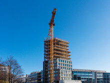 Germany, Bavaria, Munich, Modern Office Building Under Construction