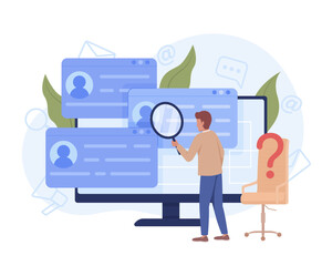 Poster - headhunter responsibility flat concept vector illustration. editable 2d cartoon character on white f