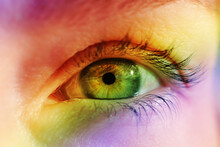 Multicolored Light On Human Eye