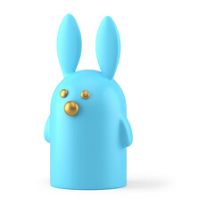 Wall Mural - Blue Easter bunny porcelain decorative statuette bauble 3d icon element design realistic illustration