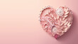 © RocknRoller Studios - Beautiful Valentine's Day Background with Pink Love Heart. Paper Cut Flowers Design with copy-space. Generative AI.