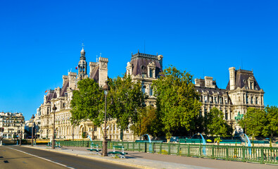 Sticker - City Hall or Hotel de Ville in Paris, the capital of France