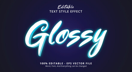 Poster - Editable text effect, Glossy text on blue style template
