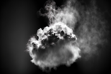 Sticker - Isolated white cloud of steam or smoke against a dark background. Generative AI