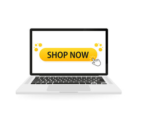 Poster - Buy now button with shopping cart. Shop now. Modern collection for web site. Online shopping. Click here, apply, buttons hand pointer clicking. Vector illustration