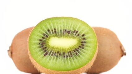 Poster - Kiwi fruits isolated on white background. Sliced and whole kiwi fruit close up