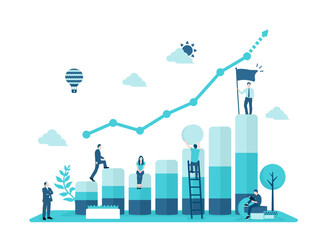 Business growth , business development motif vector banner  illustration