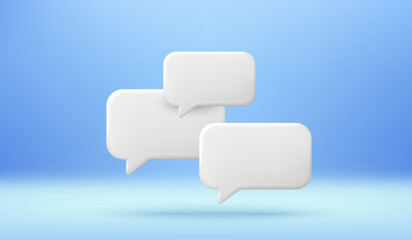 Poster - 3d realistic style chat bubbles on blurred background. social network chat box icons. empty message 