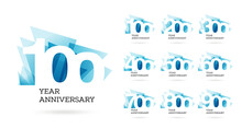 Set One Hundred To Nine Hundred Years Anniversary Logo Design, Celebrate Anniversary Logo For Celebrating Events, Invitations, 100, 200, 300, 400, 500, 600, 700, 800, 900, Logo Sign Purpose
