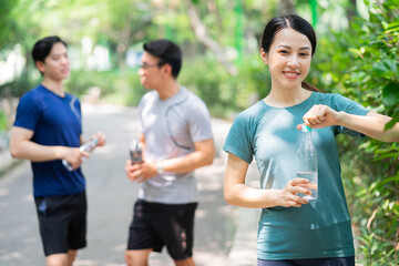 Photo of group Asian people doing exercise