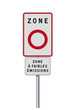 Panneau routier de zone à faibles émissions (ZFE) en vectoriel