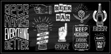 Fototapeta Na ścianę - Chalk beer menu board quote phrases set - beer make everything better, keep calm drink beer