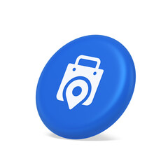 Poster - Shop location map pin with shopping bag button web app design isometric realistic icon