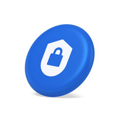 Poster - Lock shield security button privacy blocked password service web app 3d isometric realistic icon