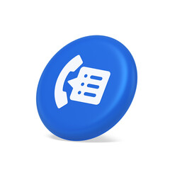 Poster - Phonebook handset important contact list info button phone call communication 3d side view icon