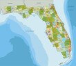 Highly detailed editable political map with separated layers. Florida