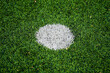 A penalty spot in football pitch
Background soccer pitch grass football stadium ground view. 