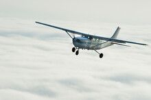 A Cessna 207 Aircraft Flies Over Santa Barbara, California, In Close Plane To Plane Aerials.