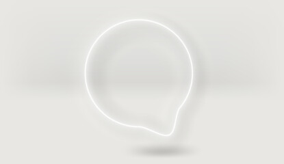Leinwandbilder - Blue neon glow speech bubble on white background. 3d vector mockup
