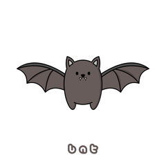 Vector illustration of cute bat cartoon isolated on white background