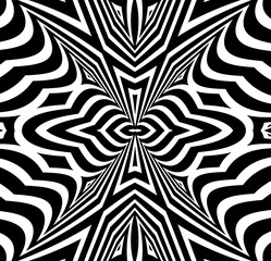 Wall Mural - Abstract background with optical illusion wave. Black and white horizontal lines with wavy distortion effect for prints, web pages, template, posters, monochrome backgrounds and pattern