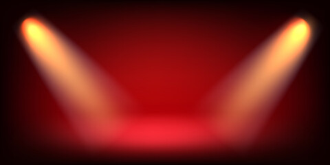 Aufkleber - Abstract illuminated empty stage with bright projectors. Design template. 3d vector background