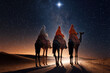 Three wise men follow the Christmas star. Generative AI